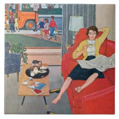 retro dame rust op tegeltje (Voorkant)