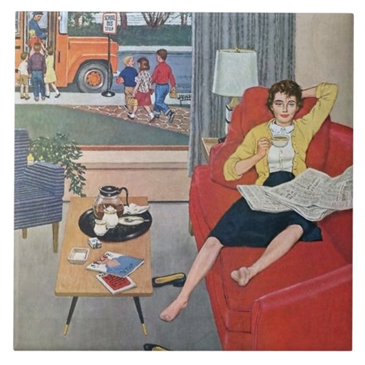 retro dame rust op tegeltje (Voorkant)