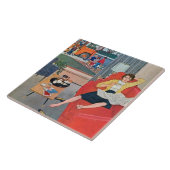 retro dame rust op tegeltje (Zijkant)