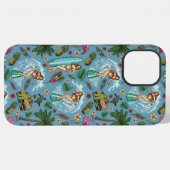 Retro dame surfer patroon iPhone hoesje (Achterkant horizontaal)