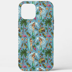Retro dame surfer patroon iPhone 12 pro max hoesje
