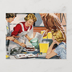  Retro-dames die een kook maken Briefkaart