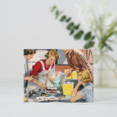  Retro-dames die een kook maken Briefkaart (Staand voorkant)