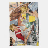 Retro-dames die een kook maken Theedoek (Verticaal)