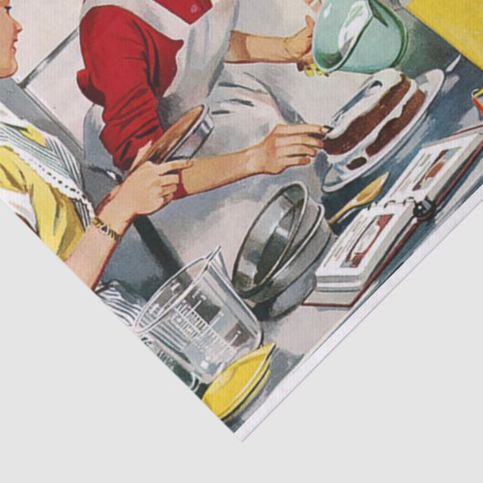 Retro-dames die een kook maken Tissuepapier (Detail)