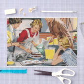  Retro-dames die een kook maken Tissuepapier (Craft)