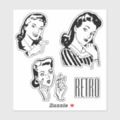 Retro Dames op maat gesneden vinylSticker Sticker (Vel)