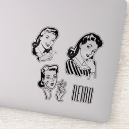 Retro Dames op maat gesneden vinylSticker Sticker