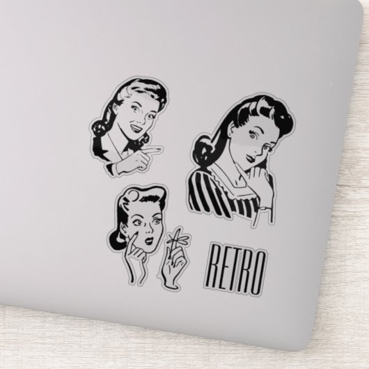 Retro Dames op maat gesneden vinylSticker Sticker (Detail)