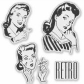 Retro Dames op maat gesneden vinylSticker Sticker (Voorkant)