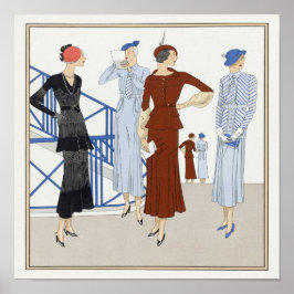 Retro Dames Petten Hakken Wachten Mode Show Poster