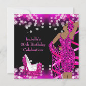 Retro Dames Roze Glitter Hakken Verjaardag Kaart (Voorkant)