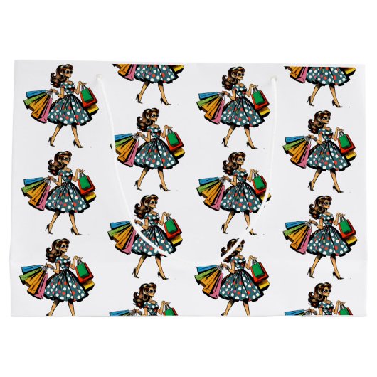 Retro Dames Verjaardag Gepersonaliseerd Groot Cadeauzakje (Achterkant)