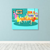 Retro dameskaartspel — Verrekte canvas afdrukken (Insitu (Houten vloer))