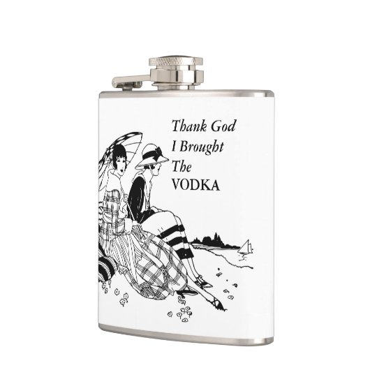 Retro Damon Beach Funny Wodka Alcohol Quote Heupfles (Links)