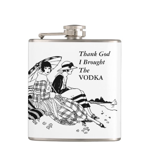 Retro Damon Beach Funny Wodka Alcohol Quote Heupfles (Voorkant)
