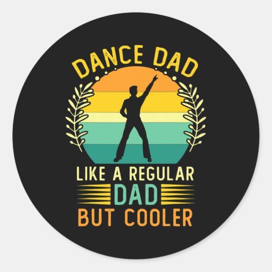 Retro Dance Dad Vaderdag Dancing Ronde Sticker (Voorkant)