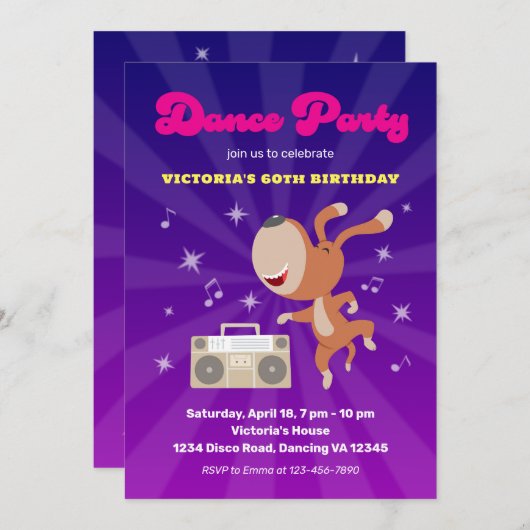 Retro Dance Disco Milestone 60ste verjaardag Kaart (Voorkant / Achterkant)