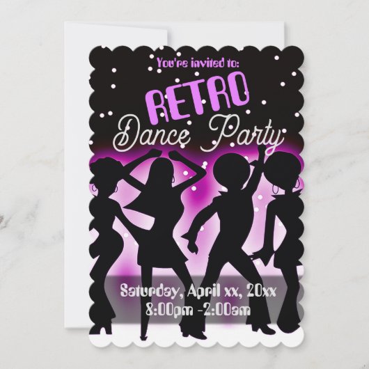 Retro Dance Feest Roze Kaart (Voorkant)