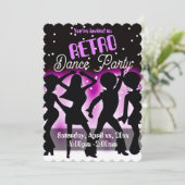 Retro Dance Feest Roze Kaart (Staand voorkant)