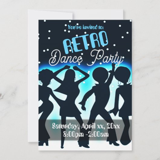 Retro Dance Feest Teal  Kaart (Voorkant)