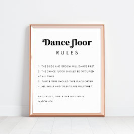 Retro Dance Floor Regels Minimalistisch Trouwteken Poster