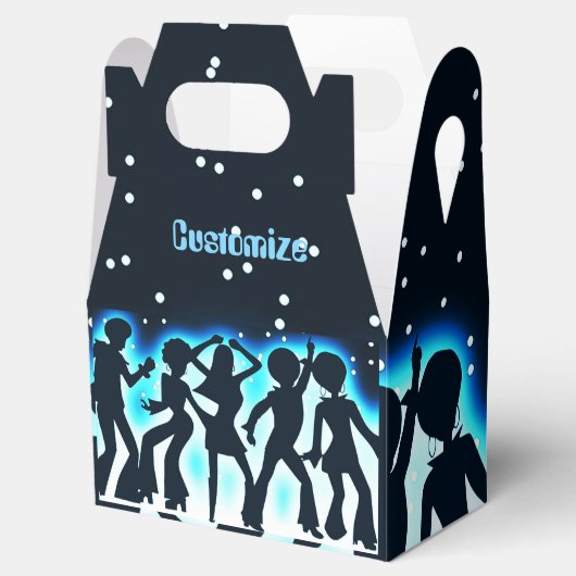 Retro Dance Party Blauwgroen kabel Bedankdoosjes (Geopend)