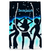 Retro Dance Party Blauwgroen Medium Cadeauzakje (Voorkant)