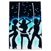 Retro Dance Party Blauwgroen Medium Cadeauzakje (Achterkant)