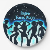 Retro Dance Party Blauwgroen Papieren Bordje (Voorkant)