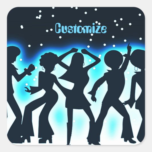 Retro Dance Party Blauwgroen Vierkante Sticker (Voorkant)