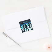 Retro Dance Party Blauwgroen Vierkante Sticker (Envelop)