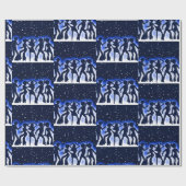 Retro Dance Party Blue Cadeaupapier (Vlak)