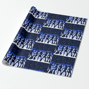Retro Dance Party Blue Cadeaupapier