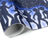 Retro Dance Party Blue Cadeaupapier (Rol Hoek)
