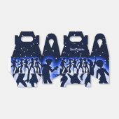 Retro Dance Party Blue Gable Bedankdoosjes (Uitgevouwen)