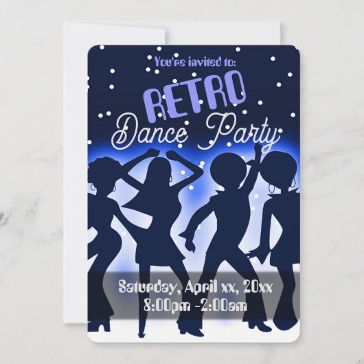 Retro Dance Party Blue Kaart (Voorkant)