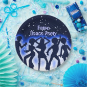 Retro Dance Party Blue Papieren Bordje (Feest)