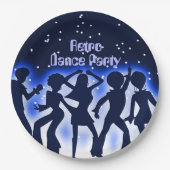 Retro Dance Party Blue Papieren Bordje (Voorkant)