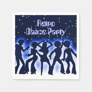 Retro Dance Party Blue Servet