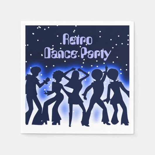 Retro Dance Party Blue Servet (Voorkant)