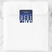 Retro Dance Party Blue Vierkante Sticker (Tas)