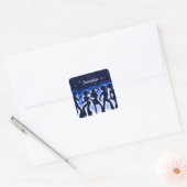 Retro Dance Party Blue Vierkante Sticker (Envelop)