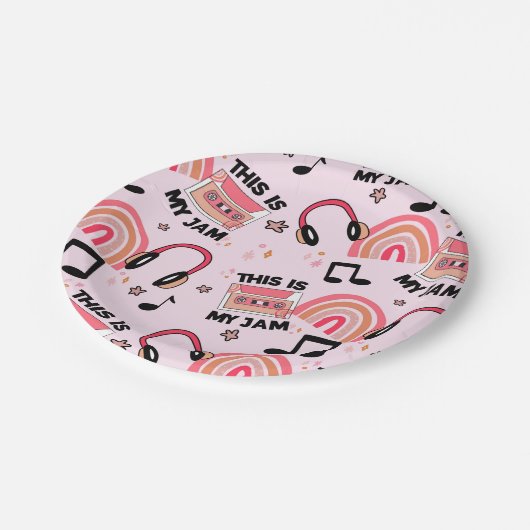 Retro Dance Party Music Pattern Paper-Borden Papieren Bordje (Gekanteld)