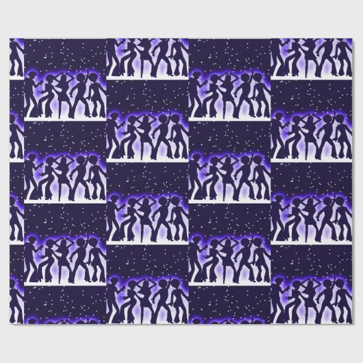 Retro Dance Party Paars Cadeaupapier (Vlak)
