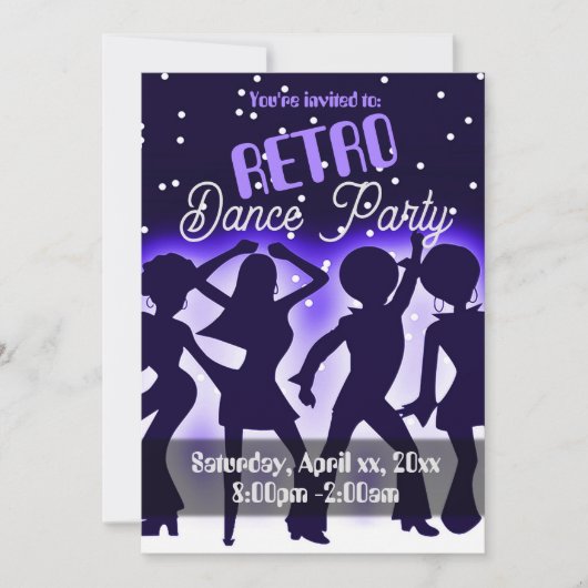 Retro Dance Party Paars Kaart (Voorkant)
