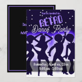 Retro Dance Party Paars Kaart (Voorkant / Achterkant)