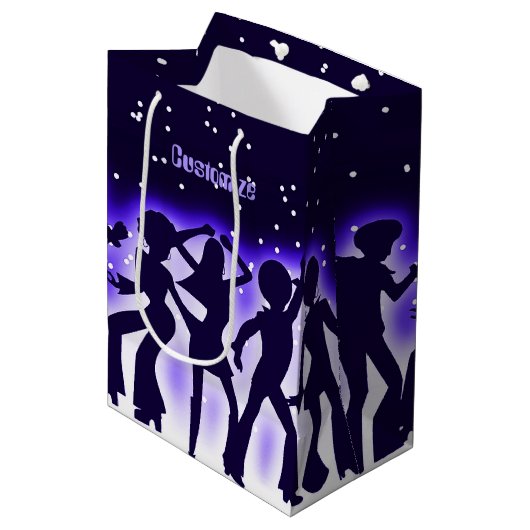 Retro Dance Party Paars Medium Cadeauzakje (Voorkant Gekanteld)
