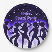 Retro Dance Party Paars Papieren Bordje (Voorkant)