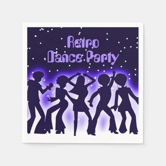 Retro Dance Party Paars Servet (Voorkant)